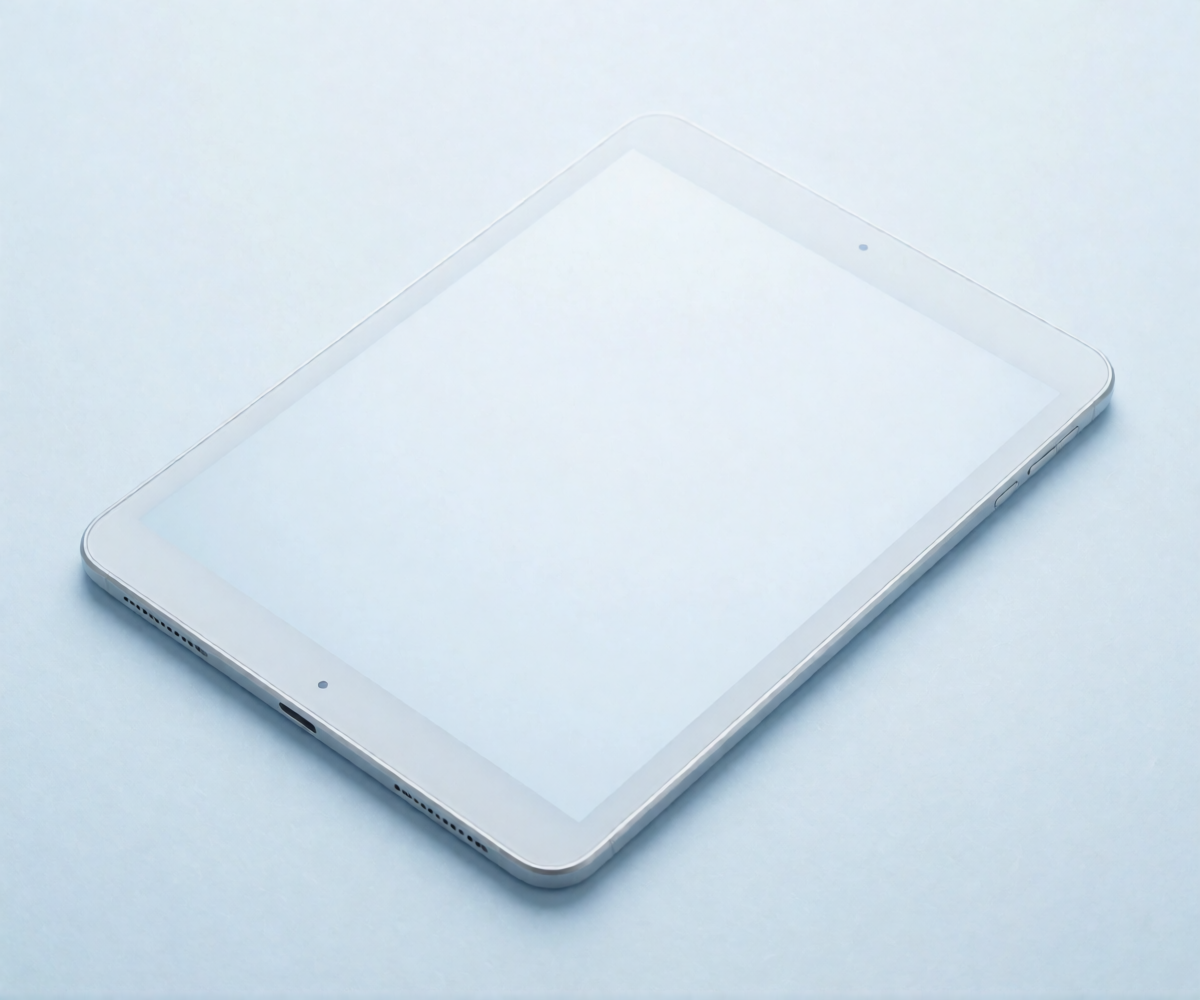 Планшет iPad Air на светло-голубом студийном фоне